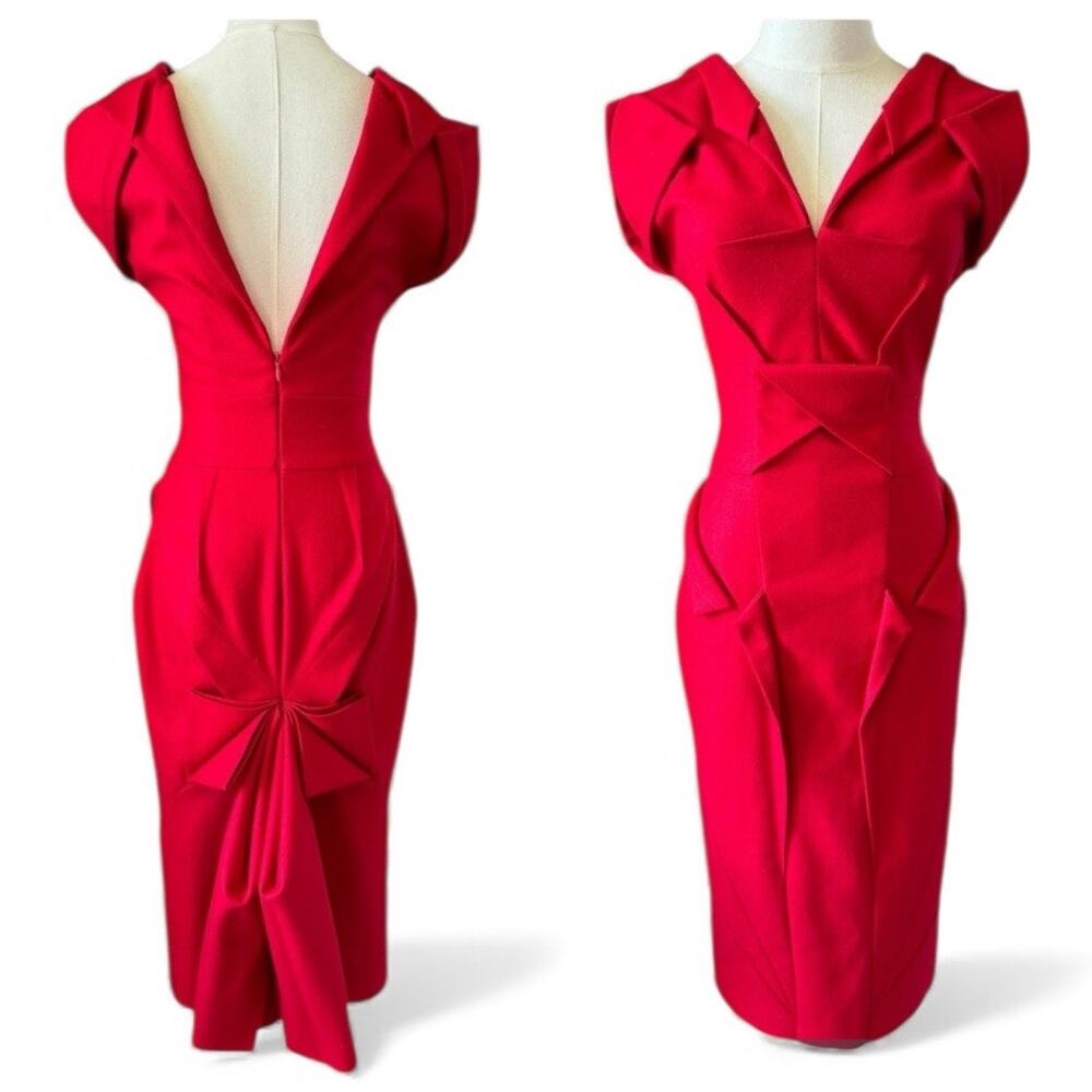 Chic Red Midi Dress with Unique Design